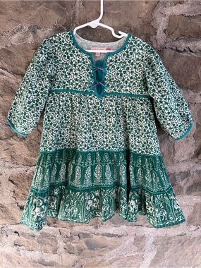 Size 4T Pink Chicken Green Floral Tiered Girls' Dress